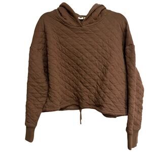 Tentree Hoodie Quilted Sweatshirt Brown Organic Cotton Womens XL Sustainable